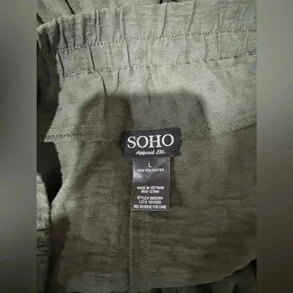 NWT SOHO Apparel Ltd. Green Mini Skirt Size L Elastic Waist Front Pockets - Picture 3 of 10